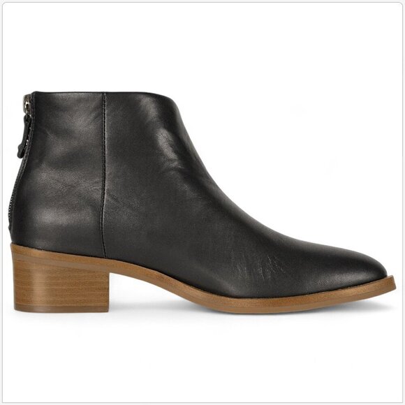 Soludos Venetian Black Leather Ankle Bootie Boots Stacked Block Heel NEW NIB 6 - Picture 3 of 10